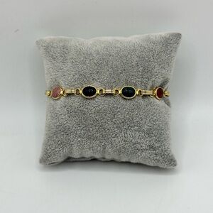Vintage Gold Tone Egyptian Revival Scarab Beetle Bracelet